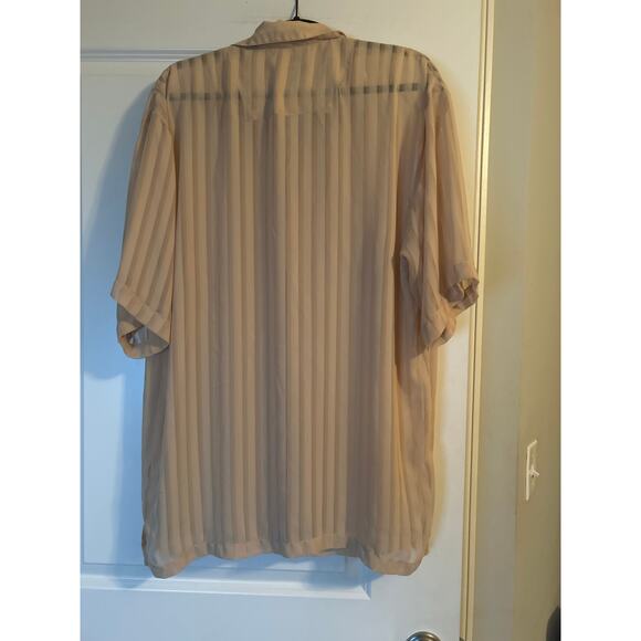 GUC Syllables Men's Semi Sheer Button Down Short Sleeve Casual Shirt Size Large - Picture 3 of 5